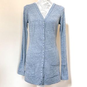 Guess Jeans Gray Cardigan Graphic Sweater
